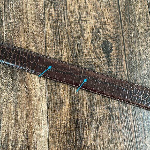 Coach Croc Embossed Calfskin Leather Belt Solid Brass Buckle Mens Size 34 Brown - Picture 5 of 16